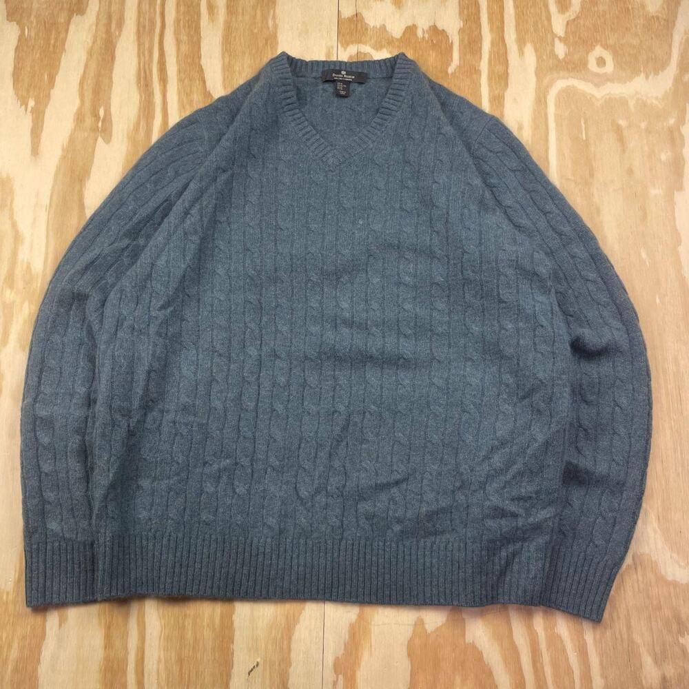Daniel Bishop 100% 2-Ply Cashmere Cable Knit Sweater – Blue/Green – Men’s XL